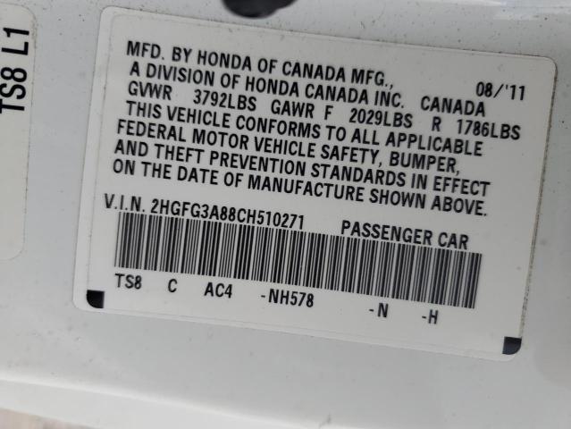 Photo 10 from auction – 2012 HONDA CIVIC EX with VIN 2HGFG3A88CH510271