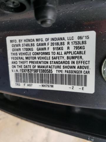 Photo 10 from auction – 2015 HONDA CIVIC LX with VIN 19XFB2F58FE080585