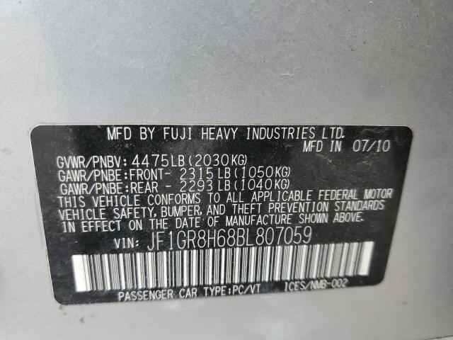 Фото 10 с аукциона – 2011 SUBARU IMPREZA WR с VIN JF1GR8H68BL807059