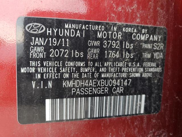 Photo 10 from auction – 2011 HYUNDAI ELANTRA GL with VIN KMHDH4AEXBU094147