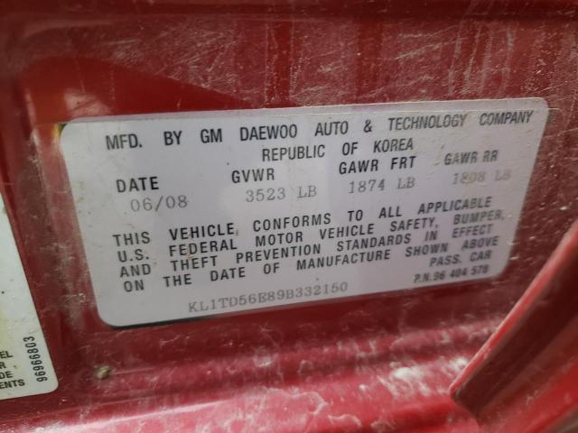 Photo 10 from auction – 2009 CHEVROLET AVEO LS with VIN KL1TD56E89B332150