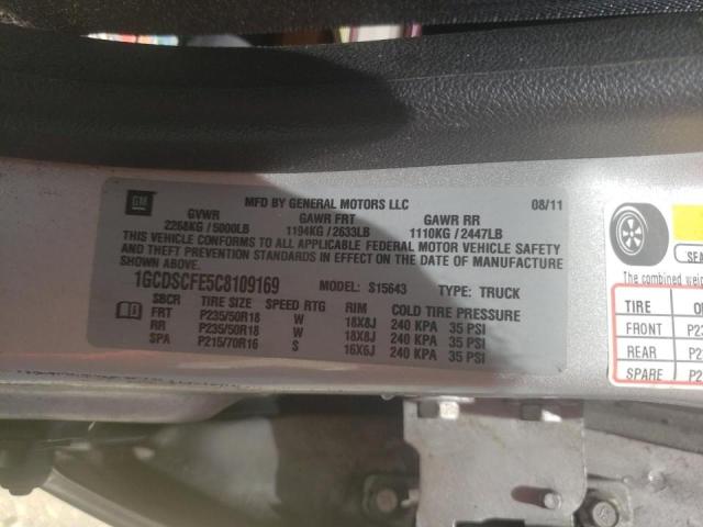 Photo 10 from auction – 2012 CHEVROLET COLORADO L with VIN 1GCDSCFE5C8109169