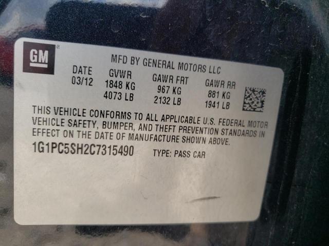 Photo 10 from auction – 2012 CHEVROLET CRUZE LS with VIN 1G1PC5SH2C7315490