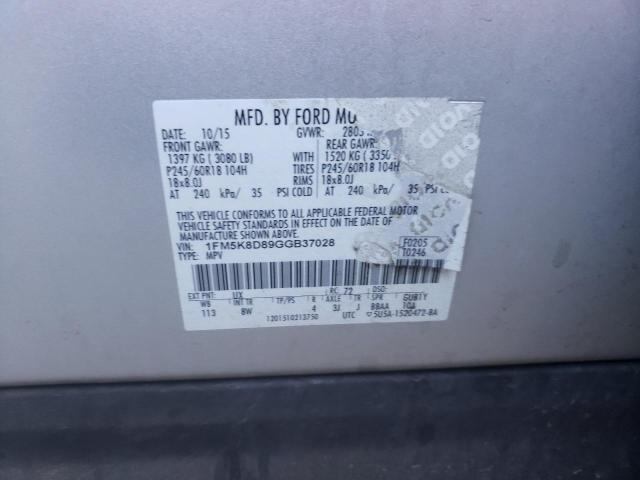 Photo 10 from auction – 2016 FORD EXPLORER X with VIN 1FM5K8D89GGB37028