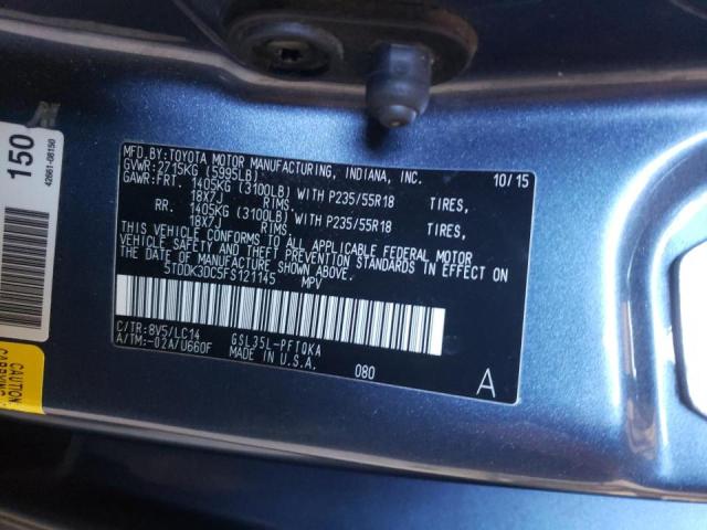 Photo 10 from auction – 2015 TOYOTA SIENNA XLE with VIN 5TDDK3DC5FS121145