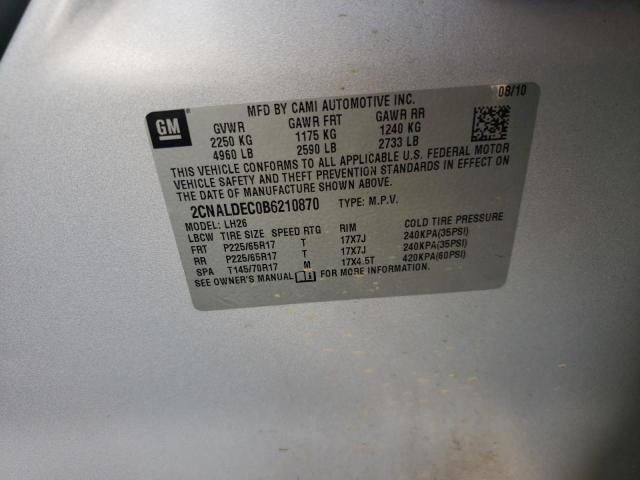 Photo 10 from auction – 2011 CHEVROLET EQUINOX LT with VIN 2CNALDEC0B6210870