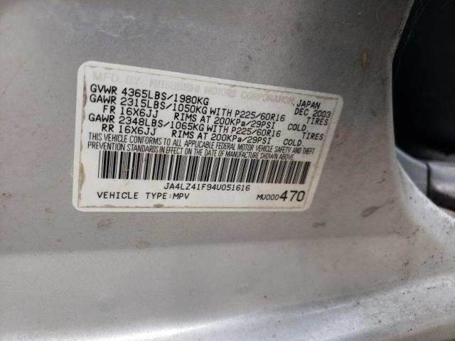 Photo 10 from auction – 2004 MITSUBISHI OUTLANDER with VIN JA4LZ41F94U051616