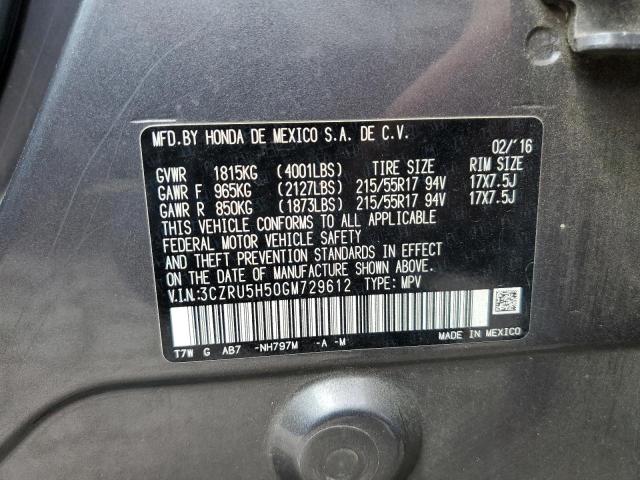 Photo 10 from auction – 2016 HONDA HR-V EX with VIN 3CZRU5H50GM729612