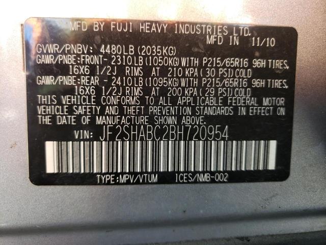 Photo 10 from auction – 2011 SUBARU FORESTER 2 with VIN JF2SHABC2BH720954