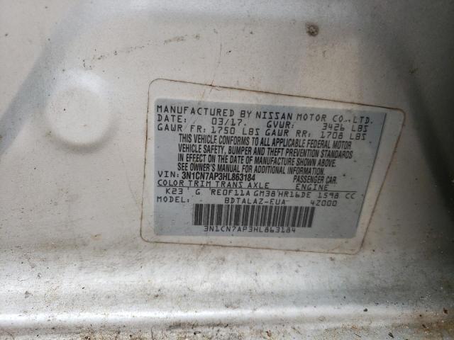 Photo 10 from auction – 2017 NISSAN VERSA S with VIN 3N1CN7AP3HL863184