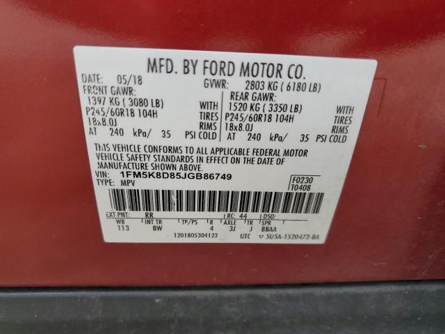 Photo 10 from auction – 2018 FORD EXPLORER X with VIN 1FM5K8D85JGB86749