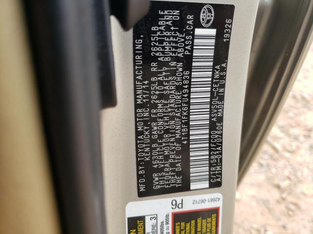 Photo 10 from auction – 2015 TOYOTA CAMRY LE with VIN 4T1BF1FK6FU494836