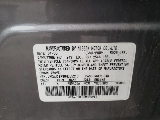 Photo 10 from auction – 2008 INFINITI EX35 BASE with VIN JNKAJ09F98M355213