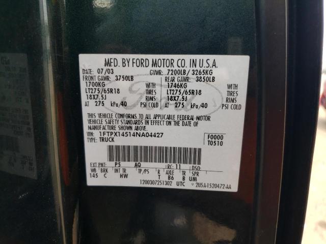 Photo 10 from auction – 2004 FORD F150 with VIN 1FTPX14514NA04427
