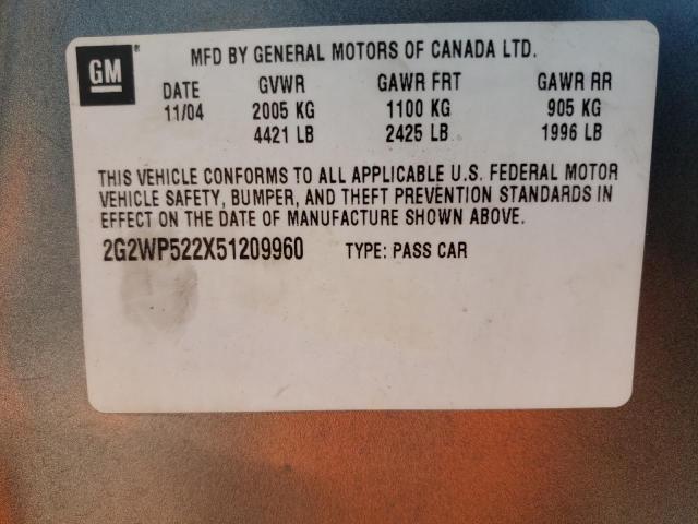 Photo 10 from auction – 2005 PONTIAC GRAND PRIX with VIN 2G2WP522X51209960