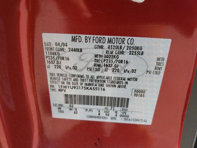 Photo 10 from auction – 2005 FORD ESCAPE XLT with VIN 1FMYU93175KA55116