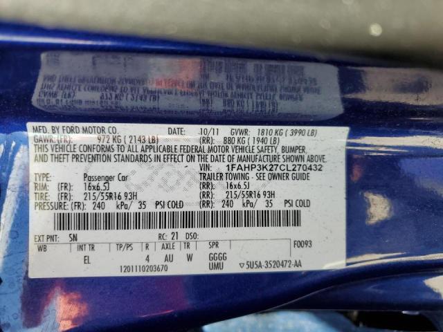 Photo 10 from auction – 2012 FORD FOCUS SE with VIN 1FAHP3K27CL270432