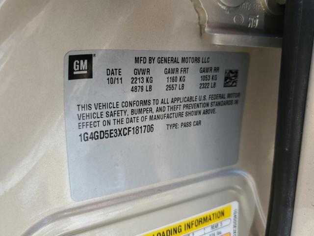 Photo 10 from auction – 2012 BUICK LACROSSE P with VIN 1G4GD5E3XCF181706