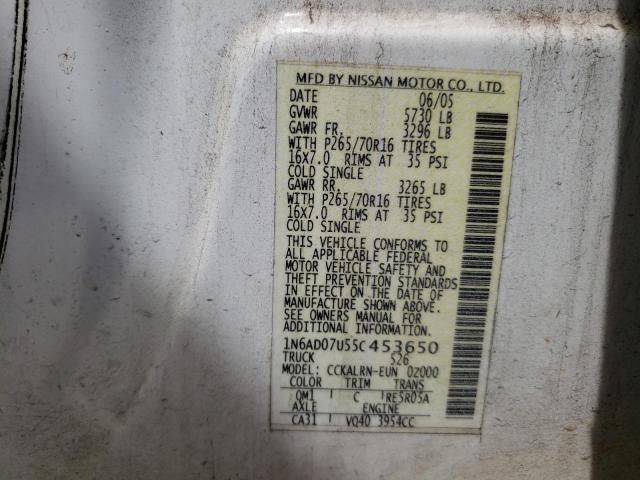 Photo 10 from auction – 2005 NISSAN FRONTIER C with VIN 1N6AD07U55C453650