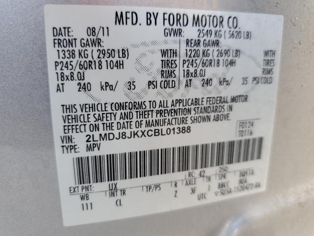 Photo 10 from auction – 2012 LINCOLN MKX with VIN 2LMDJ8JKXCBL01388