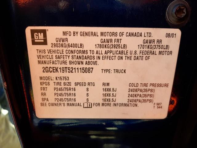 Photo 10 from auction – 2002 CHEVROLET SILVERADO with VIN 2GCEK19T521115087