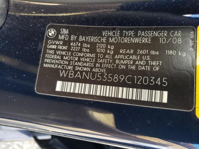 Photo 10 from auction – 2009 BMW 528 I with VIN WBANU53589C120345