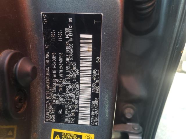 Photo 10 from auction – 2018 TOYOTA HIGHLANDER with VIN 5TDZZRFH4JS245977