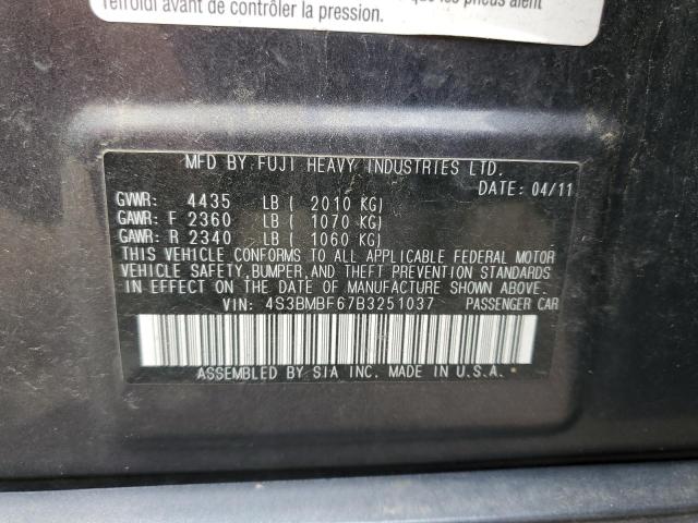 Photo 10 from auction – 2011 SUBARU LEGACY 2.5 with VIN 4S3BMBF67B3251037