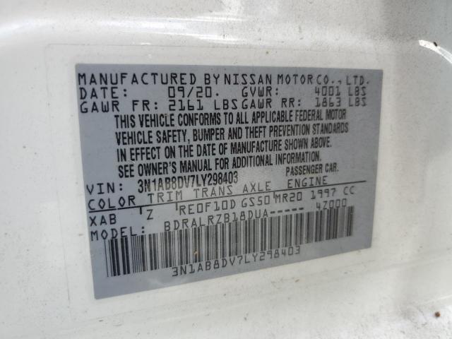 Photo 10 from auction – 2020 NISSAN SENTRA SR with VIN 3N1AB8DV7LY298403