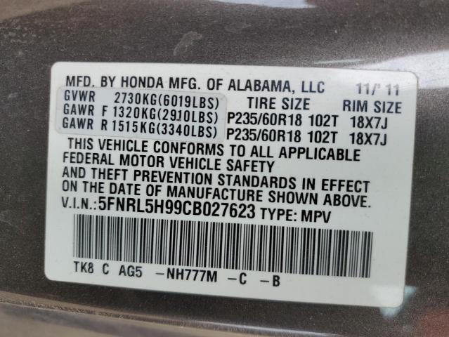 Photo 10 from auction – 2012 HONDA ODYSSEY TO with VIN 5FNRL5H99CB027623