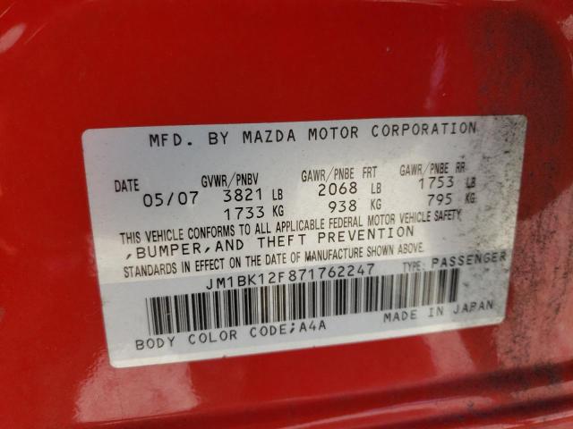 Photo 10 from auction – 2007 MAZDA 3 I with VIN JM1BK12F871762247