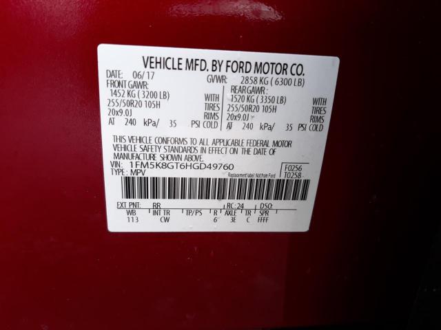 Photo 10 from auction – 2017 FORD EXPLORER S with VIN 1FM5K8GT6HGD49760