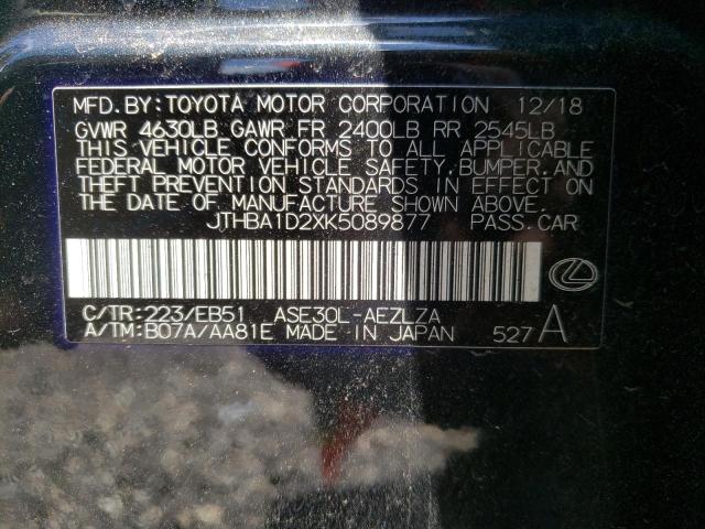 Photo 10 from auction – 2019 LEXUS IS 300 with VIN JTHBA1D2XK5089877