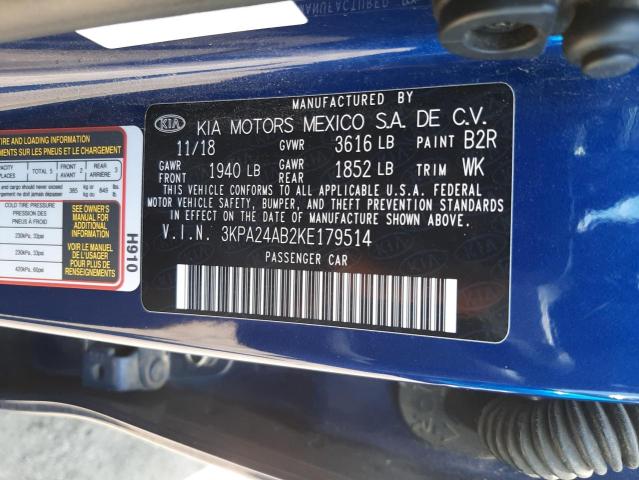 Photo 10 from auction – 2019 KIA RIO S with VIN 3KPA24AB2KE179514