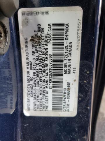 Photo 10 from auction – 2003 TOYOTA COROLLA MA with VIN 2T1KR32E93C070860