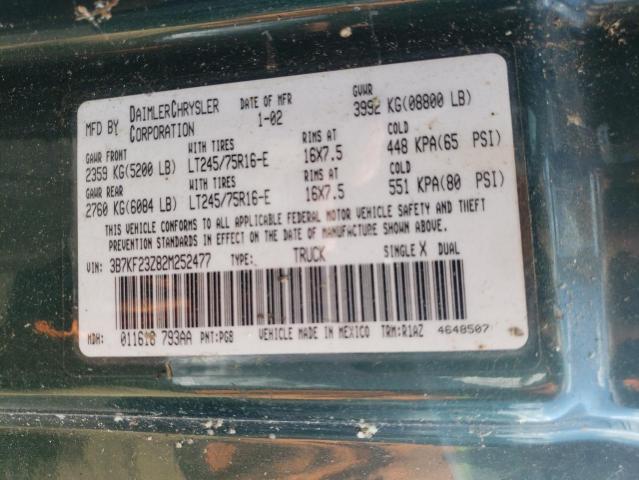 Photo 10 from auction – 2002 DODGE RAM 2500 with VIN 3B7KF23Z82M252477