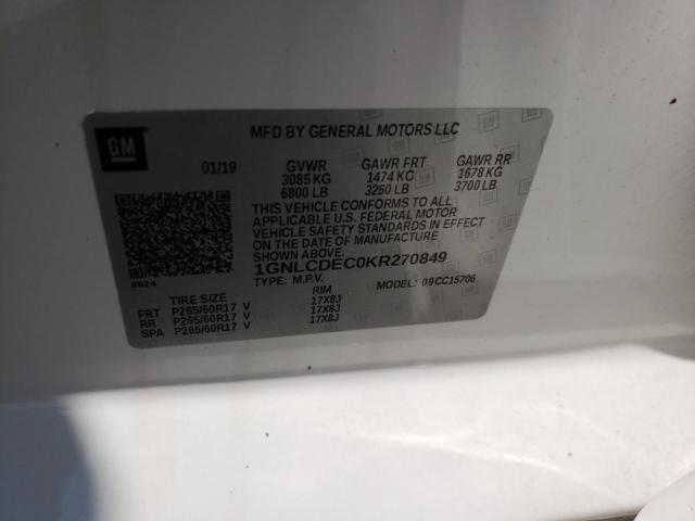 Photo 10 from auction – 2019 CHEVROLET TAHOE POLI with VIN 1GNLCDEC0KR270849