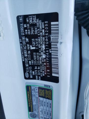 Photo 10 from auction – 2016 KIA SORENTO EX with VIN 5XYPH4A17GG062098