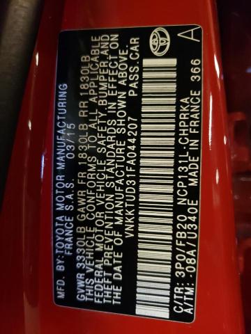 Photo 10 from auction – 2015 TOYOTA YARIS with VIN VNKKTUD31FA044207