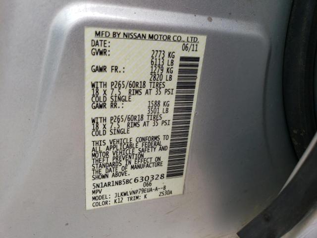 Photo 10 from auction – 2011 NISSAN PATHFINDER with VIN 5N1AR1NB5BC630328