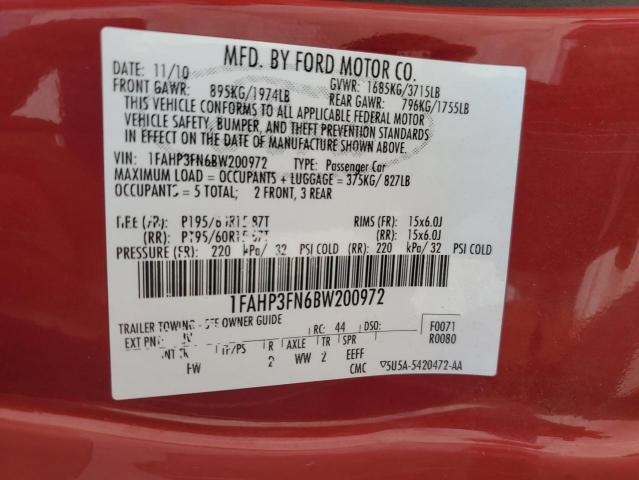 Foto 10 de la subasta – 2011 FORD FOCUS SE con VIN 1FAHP3FN6BW200972