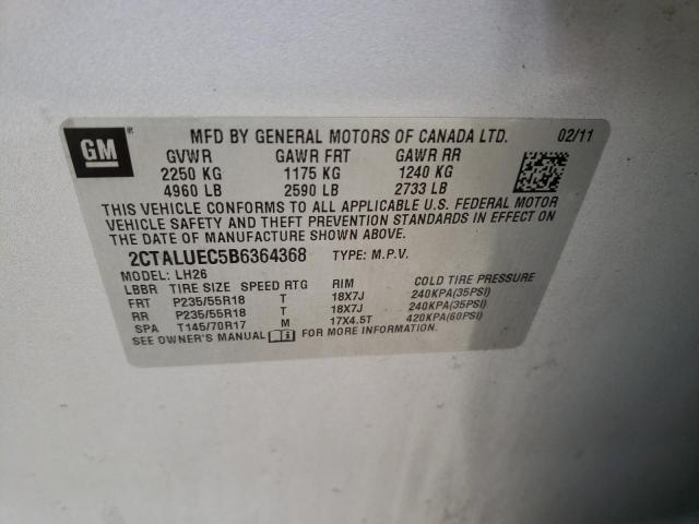 Photo 10 from auction – 2011 GMC TERRAIN SL with VIN 2CTALUEC5B6364368