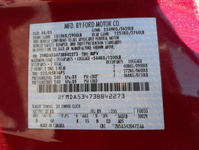 Photo 10 from auction – 2003 FORD WINDSTAR S with VIN 2FMDA53473BB42273