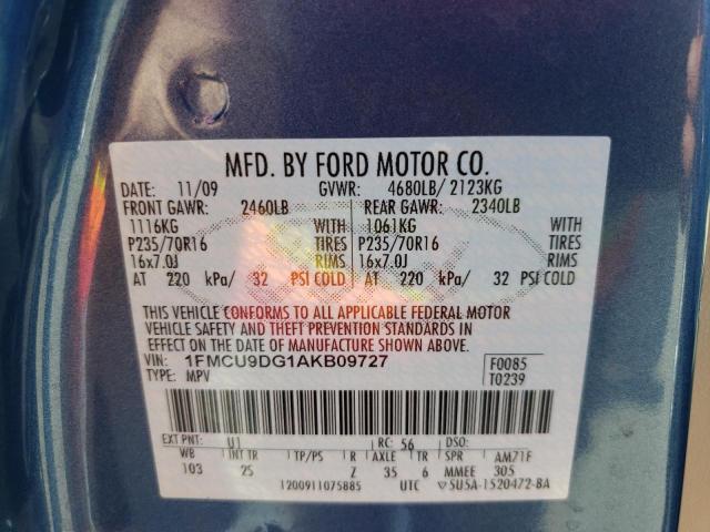 Photo 10 from auction – 2010 FORD ESCAPE XLT with VIN 1FMCU9DG1AKB09727