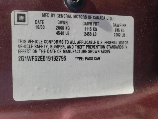 Фото 10 с аукциона – 2001 CHEVROLET IMPALA с VIN 2G1WF52E619192796