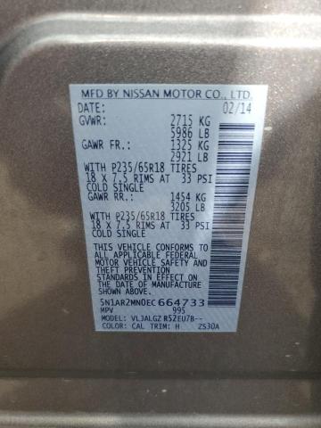Photo 10 from auction – 2014 NISSAN PATHFINDER with VIN 5N1AR2MN0EC664733