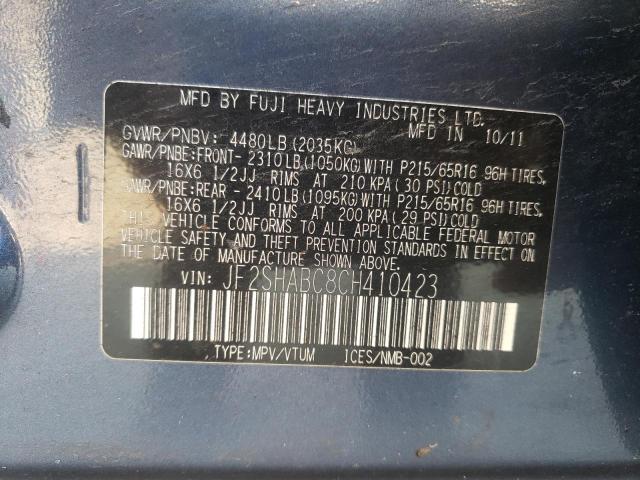 Photo 10 from auction – 2012 SUBARU FORESTER 2 with VIN JF2SHABC8CH410423