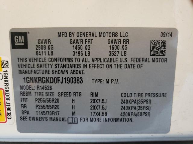 Photo 10 from auction – 2015 CHEVROLET TRAVERSE L with VIN 1GNKRGKD0FJ190383