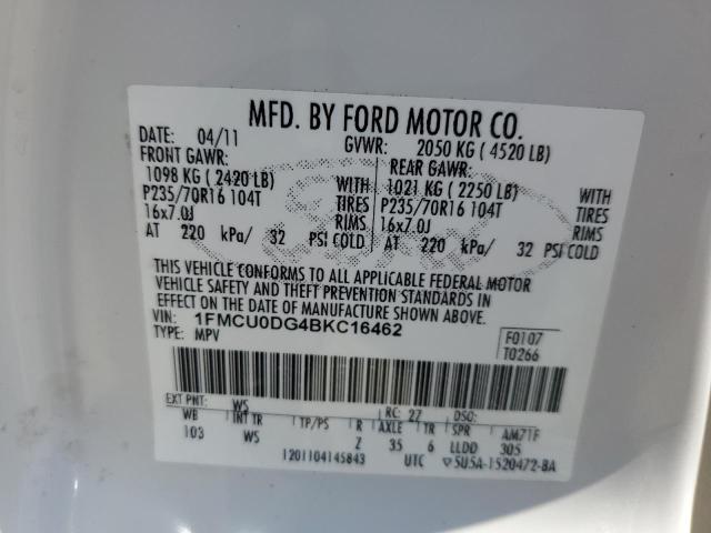 Photo 10 from auction – 2011 FORD ESCAPE XLT with VIN 1FMCU0DG4BKC16462