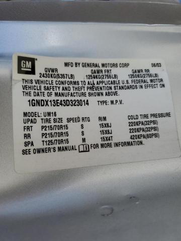 Photo 10 from auction – 2003 CHEVROLET VENTURE LU with VIN 1GNDX13E43D323014